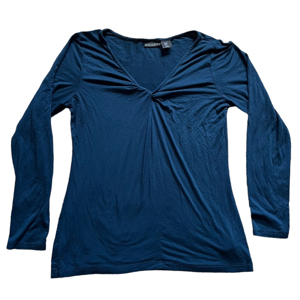 Tahari Blue V-Neck Top | Women’s M